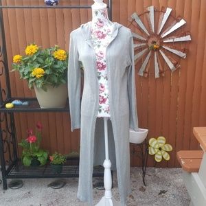 Long hooded cardigan